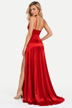 Alessia | Satin High Split Evening Maxi Dress