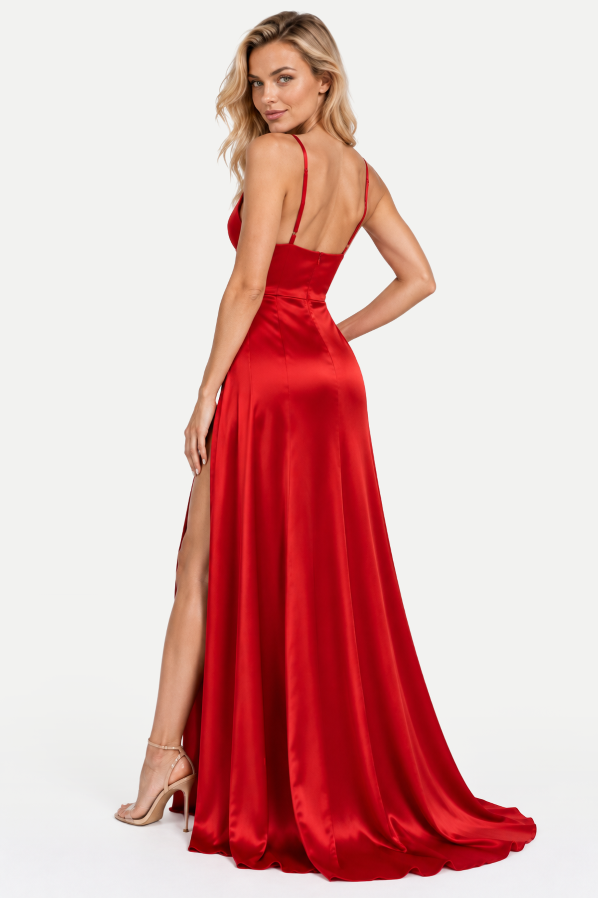 Alessia | Satin High Split Evening Maxi Dress