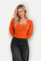 Xavira | Square Neck Knit Crop Sweater