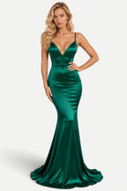 Seraphine | Backless Satin V-Neck Evening Gown
