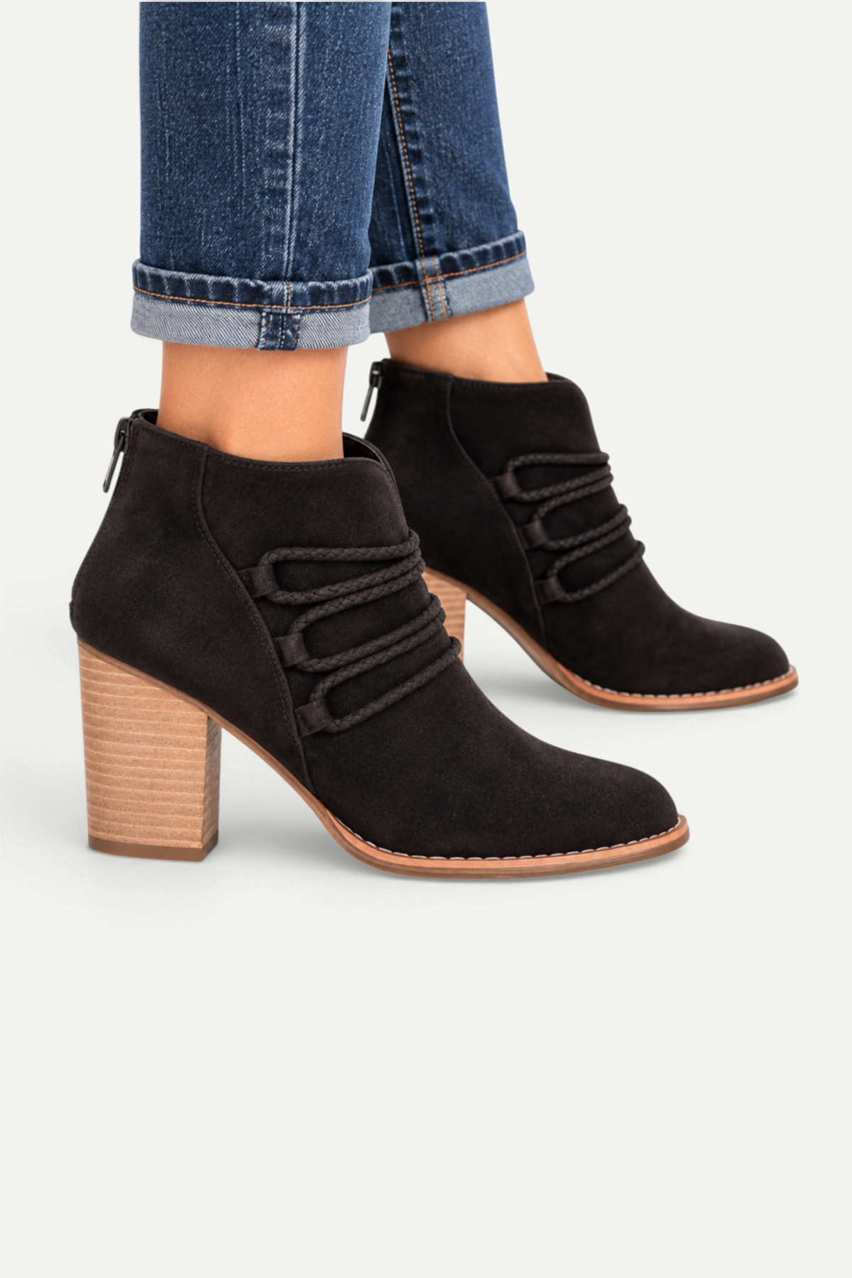 Aurevienne | Braided Strap Chunky Heel Ankle Boots