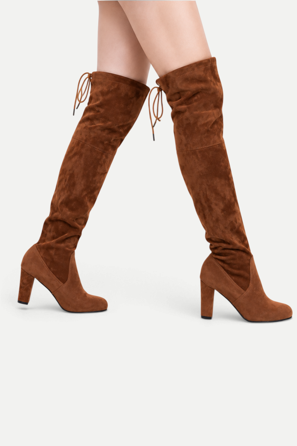 Zélavienne | Lace-Up Back Over-the-Knee Block Heel Boots