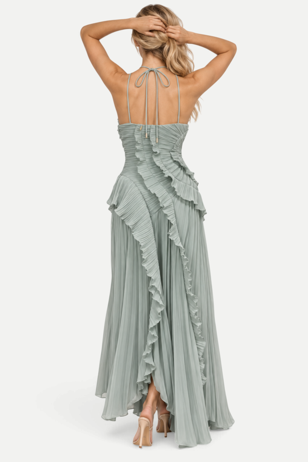 Varelia | Pleated Halterneck Midi Dress