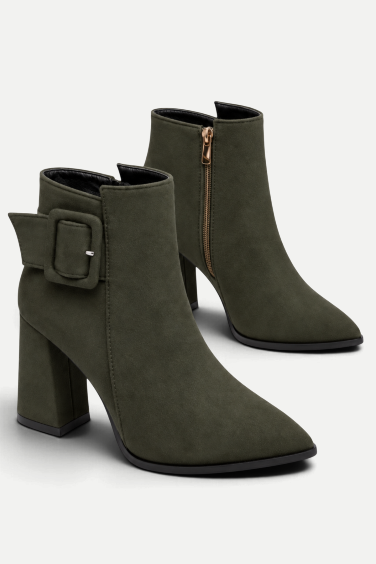 Alessia | Pointed-Toe Suede Boots with Buckle Detail
