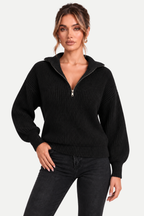 Velmora | Zip Front Casual Sweater
