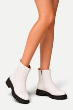 Sienna | Rhombus Pattern Side-Zip Martin Boots
