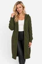 Marielle | Hooded Cable Knit Long Cardigan