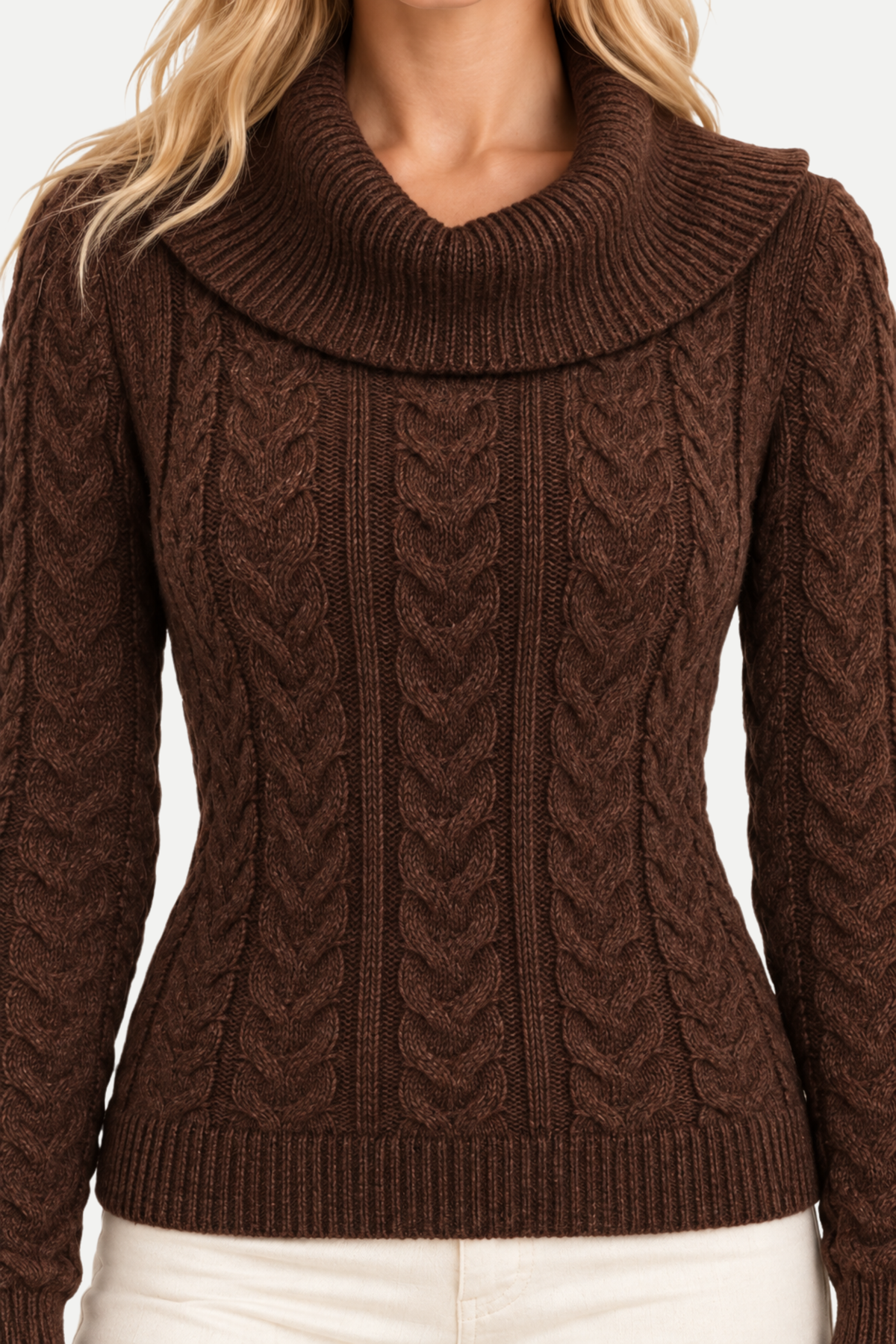 Sylvienne | Cable-Knit Chocolate Brown Sweater