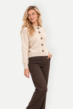 Thalia | Stand Collar Button-Up Knit Cardigan