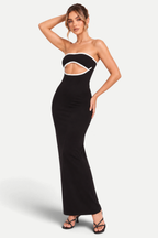 Cressida | Strapless Knitted Dress with Geometric Pattern