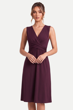 Velmira | Pleated V-Neck Midi Dress