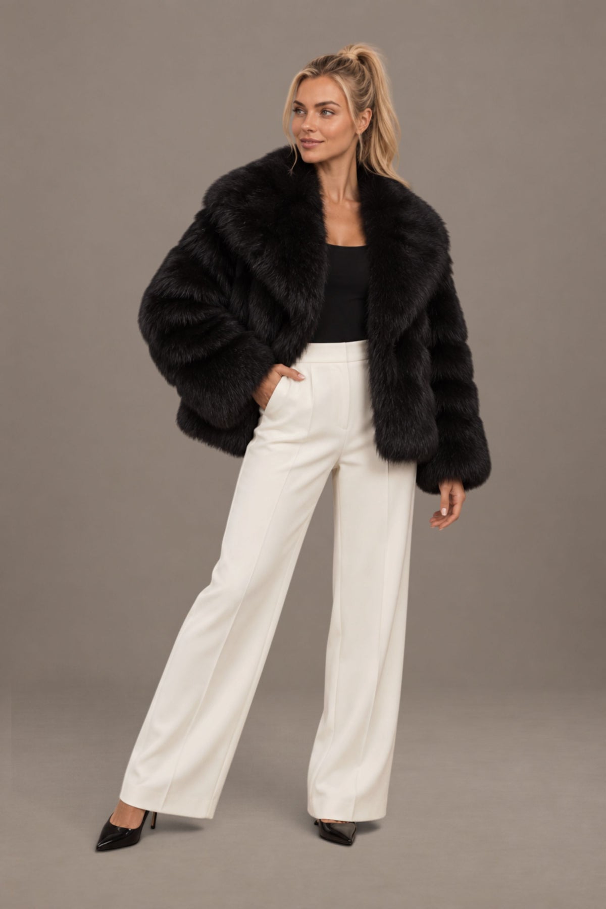 Perpetua | Hooded Faux Fur Jacket