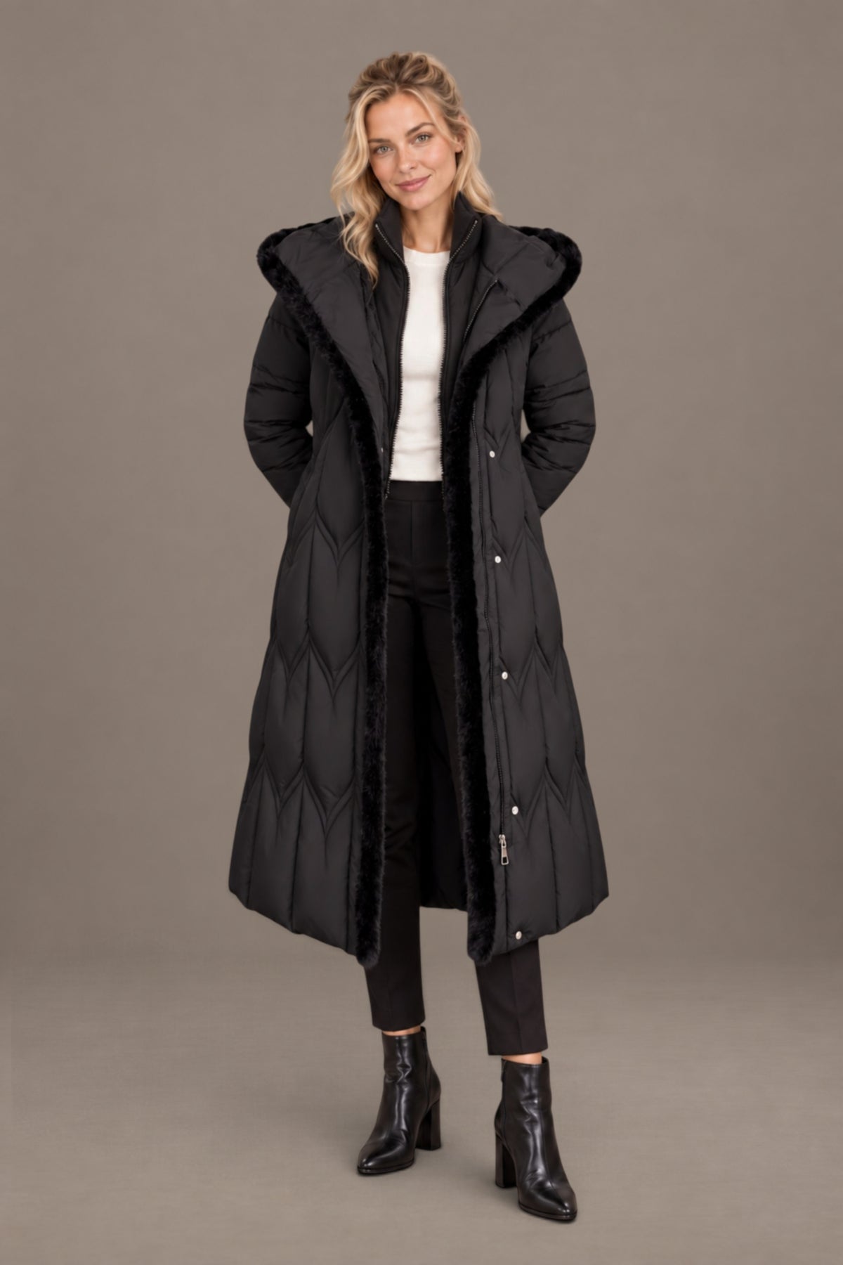Claudine | Quilted Belted Hooded Winter Coat