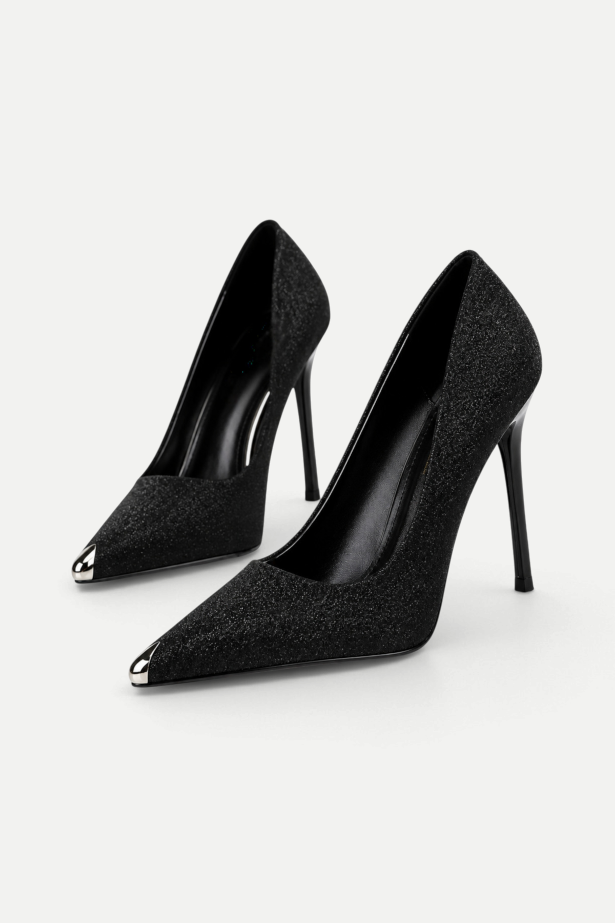 Evelina | Sequin Pointed Toe Stiletto Heels with Metal Tip