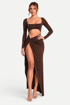 Zéphira | Square Neck Cutout High-Slit Maxi Dress