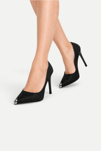 Evelina | Sequin Pointed Toe Stiletto Heels with Metal Tip