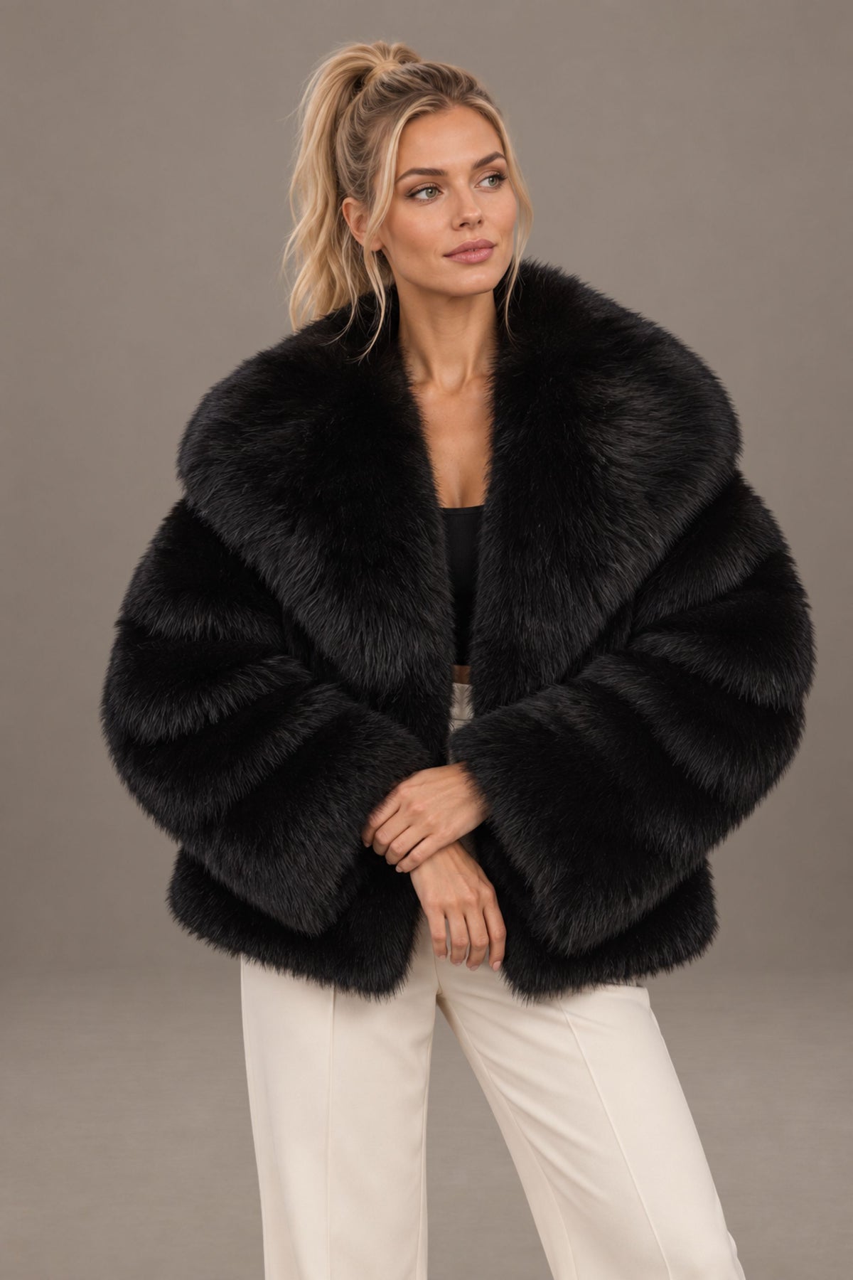 Perpetua | Hooded Faux Fur Jacket