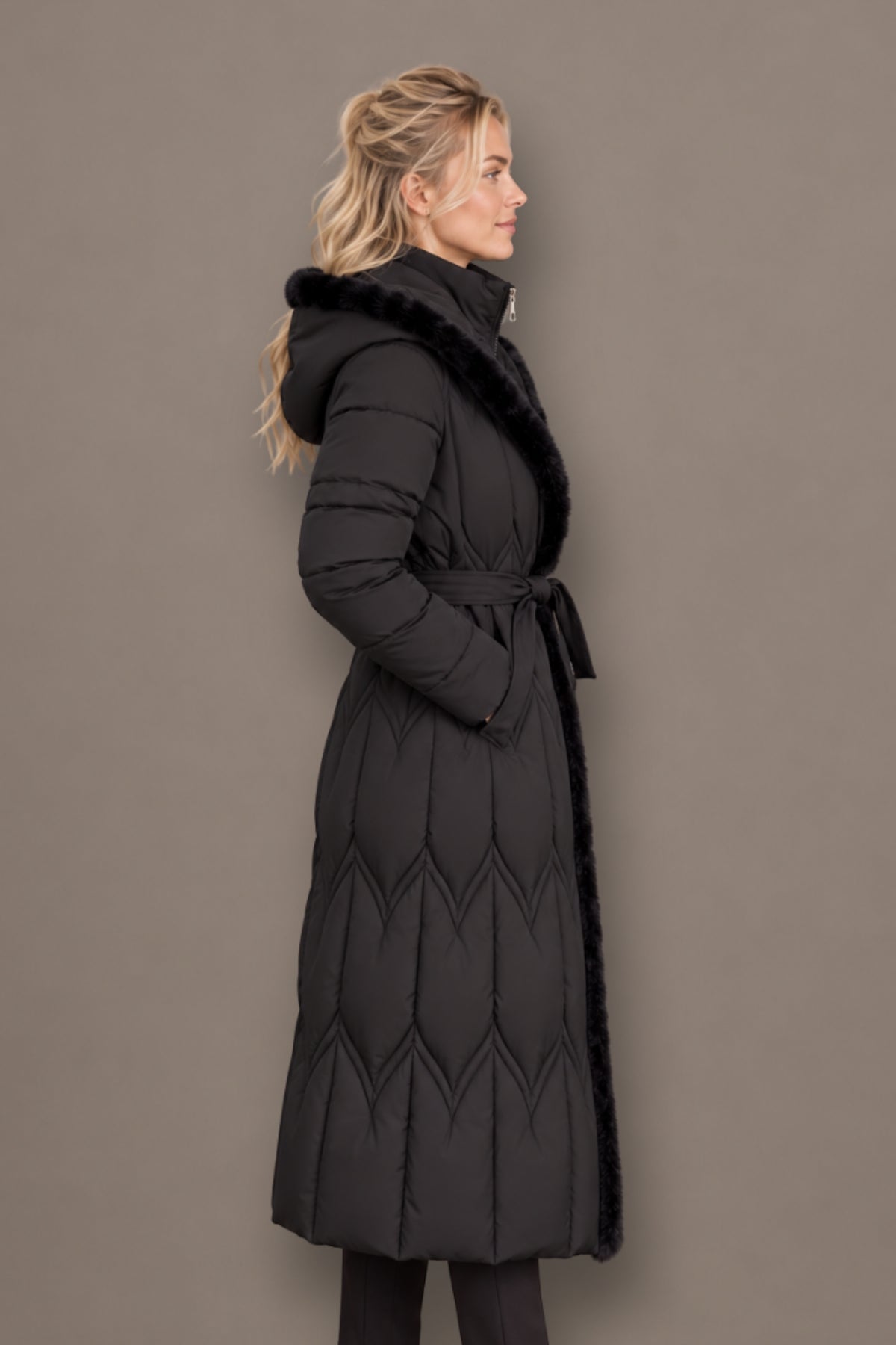 Claudine | Quilted Belted Hooded Winter Coat