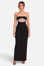 Cressida | Strapless Knitted Dress with Geometric Pattern