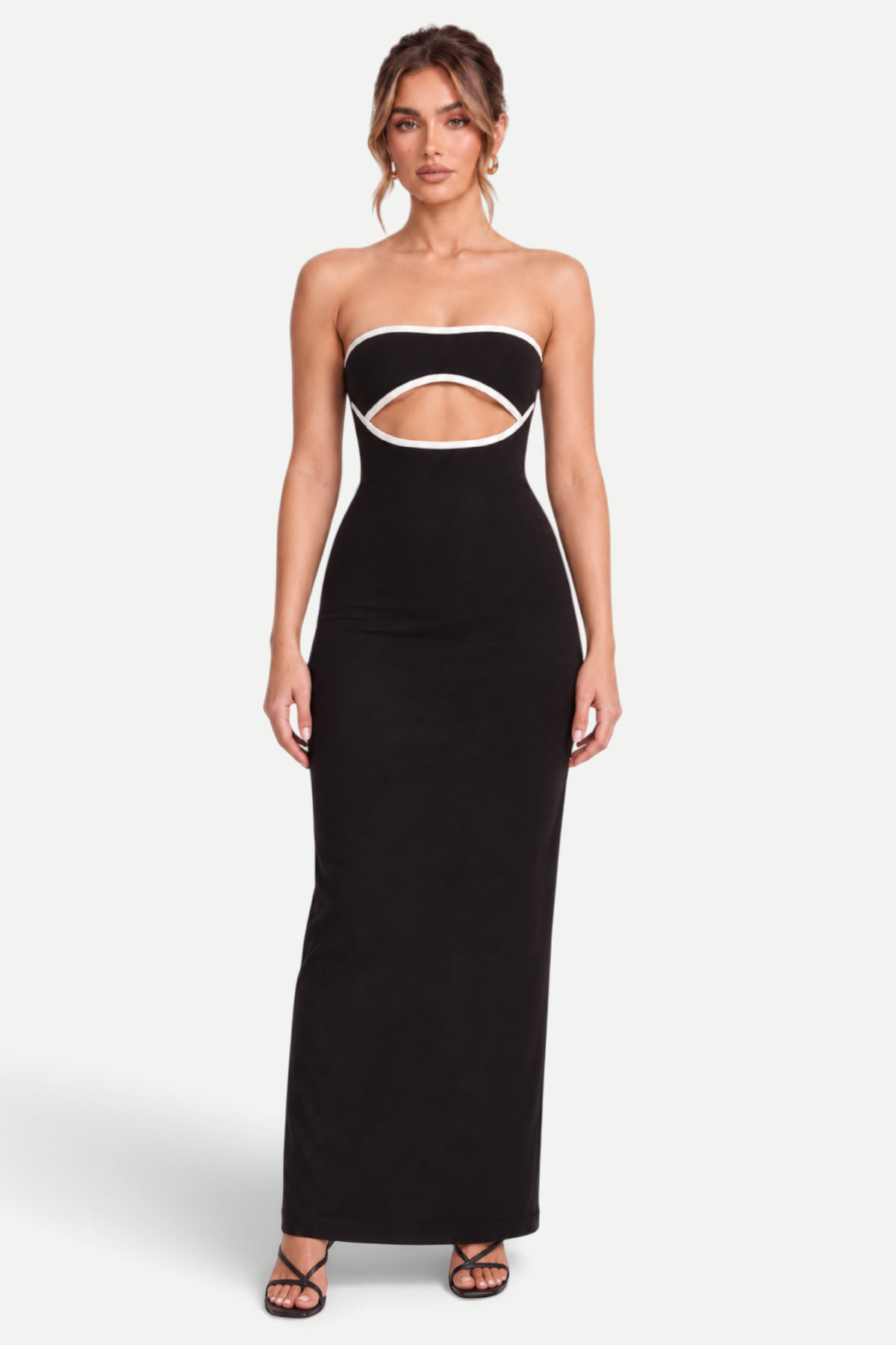 Cressida | Strapless Knitted Dress with Geometric Pattern