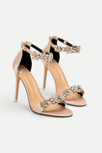 Lavinia | Crystal Embellished Satin Ankle Strap Heels