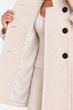 Maristelle | Faux Fur Collar Embossed Long Coat