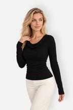 Seralyn | Ribbed Cowl Neck Sweaters