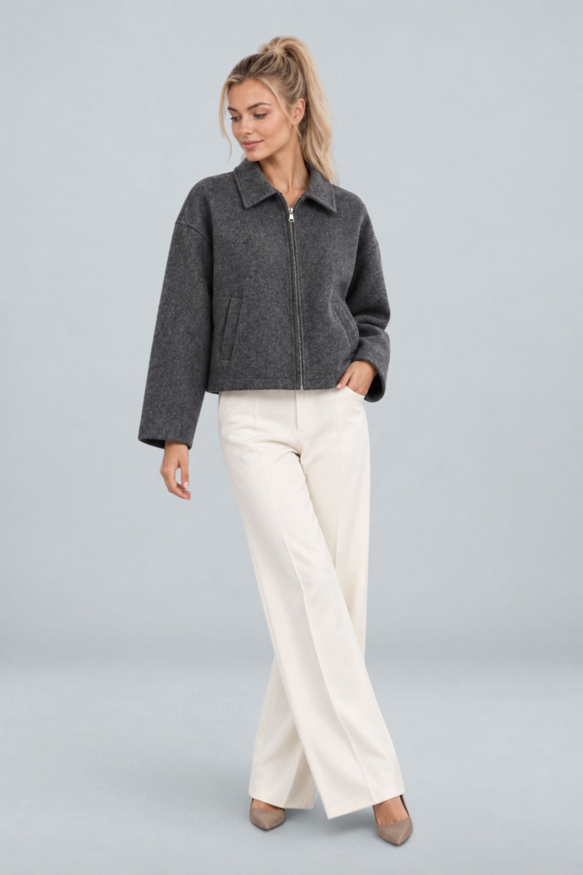 Margaux | Zip-Up Boxy Short Coat