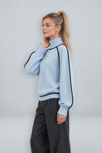 Anouk | Contrast Piped Mock Neck Sweater