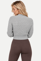 Zarelle | Twist Drawstring Cropped Knit Sweater