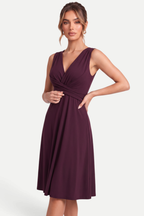Velmira | Pleated V-Neck Midi Dress