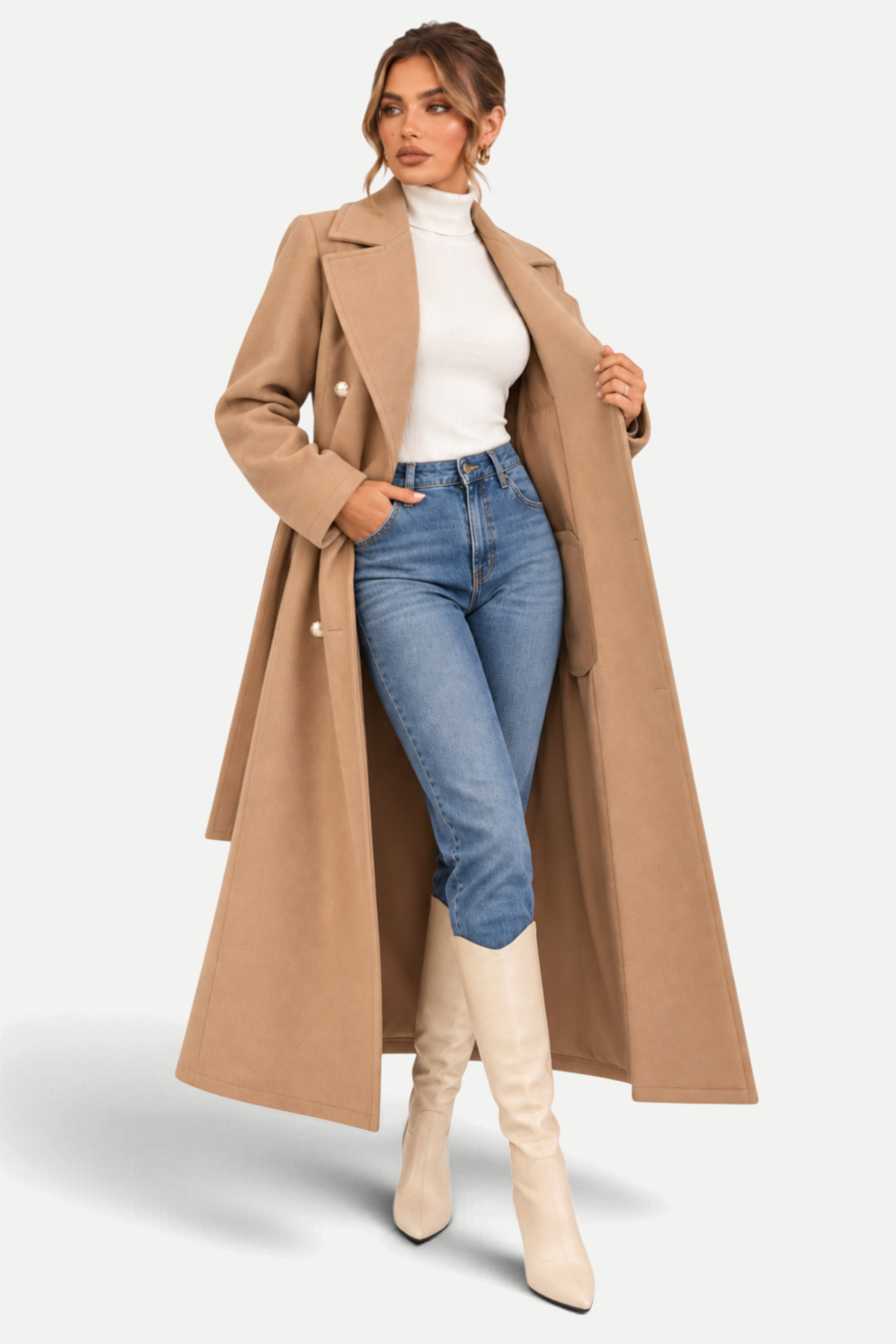 Elowen | Double-Breasted Asymmetrical Collar Coat