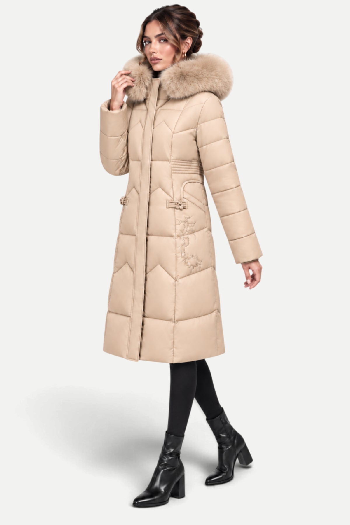 Isabelle | Winter Padded Coat with Fur Collar