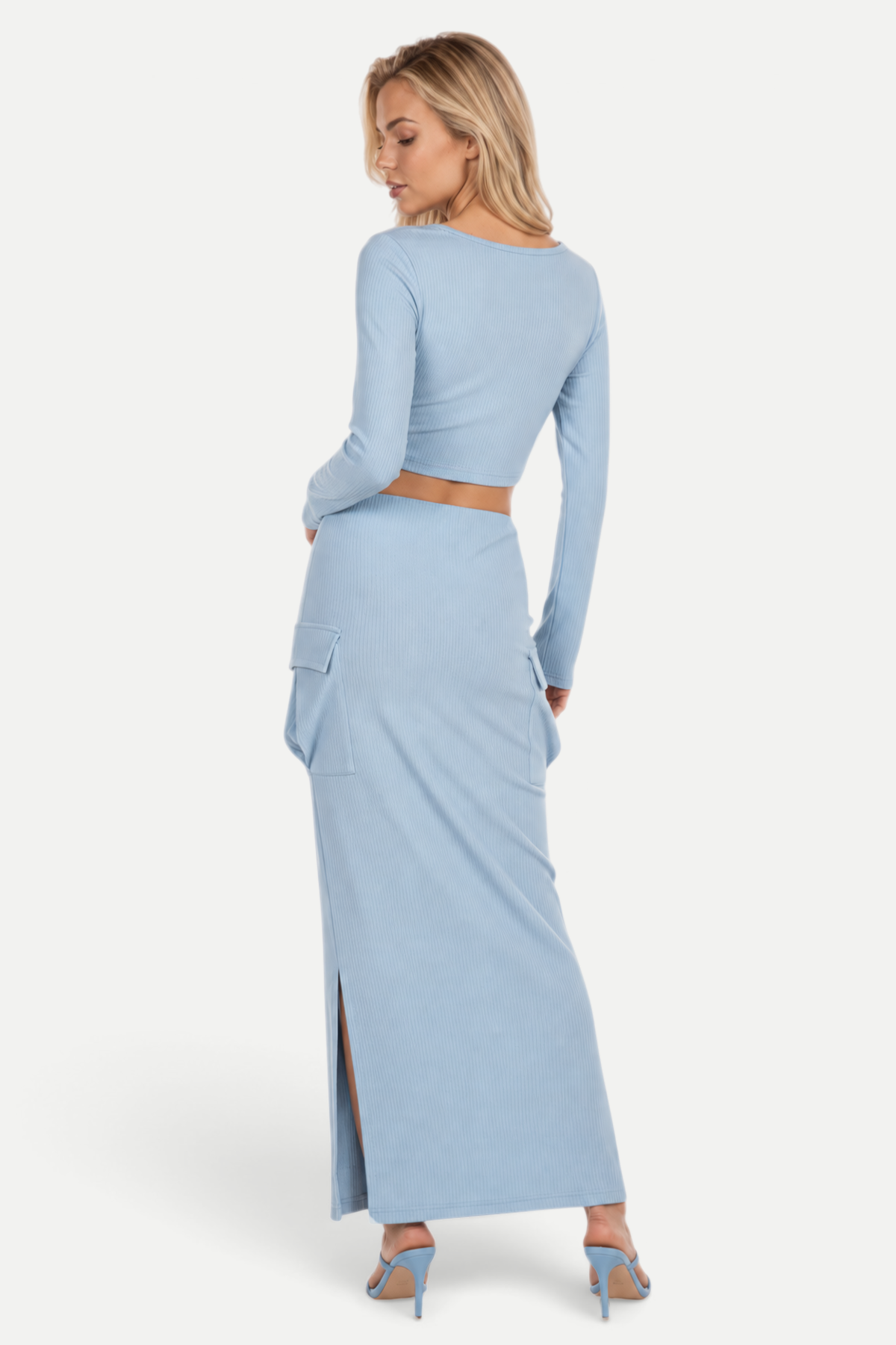 Mireya | Cropped Long-Sleeve Top & Midi Skirt Set