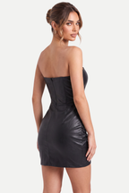 Selvéra | Leather-Stitched Bandeau Dress