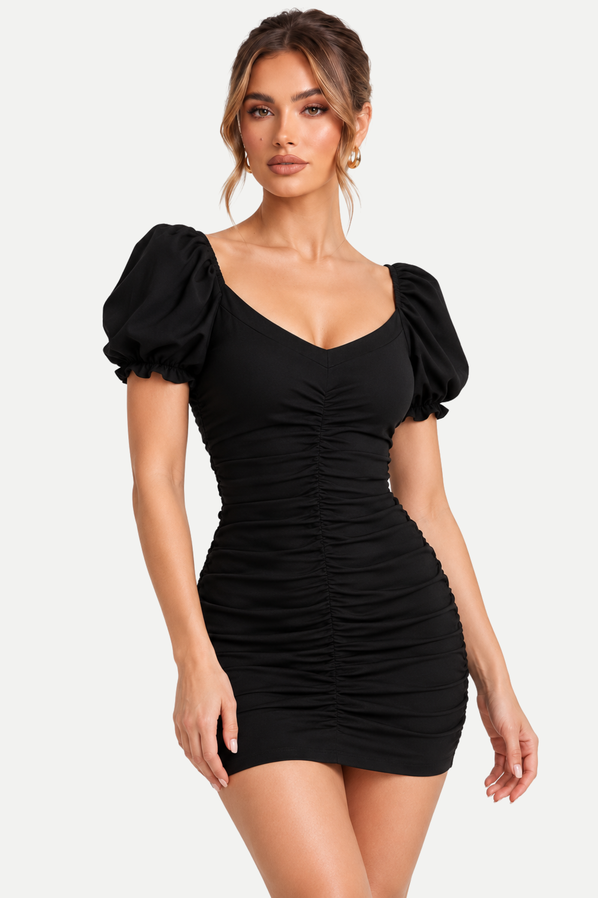 Virelia | Hooded Ruched Mini Dress