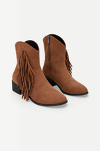 Solvienne | Tassel Suede Mid-Calf Chunky Heel Boots