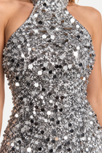 Selmira | Sequined Halter Mini Dress