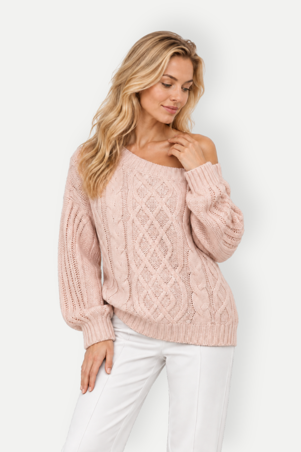 Annelise | Cable-Knit Off-Shoulder Sweater