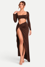 Zéphira | Square Neck Cutout High-Slit Maxi Dress