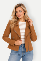 Cavella | Suede-Look Biker Jacket with Zip Pockets