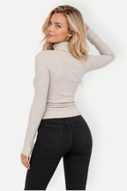 Xavienne | Ribbed Slim Fit Turtleneck Knit Top
