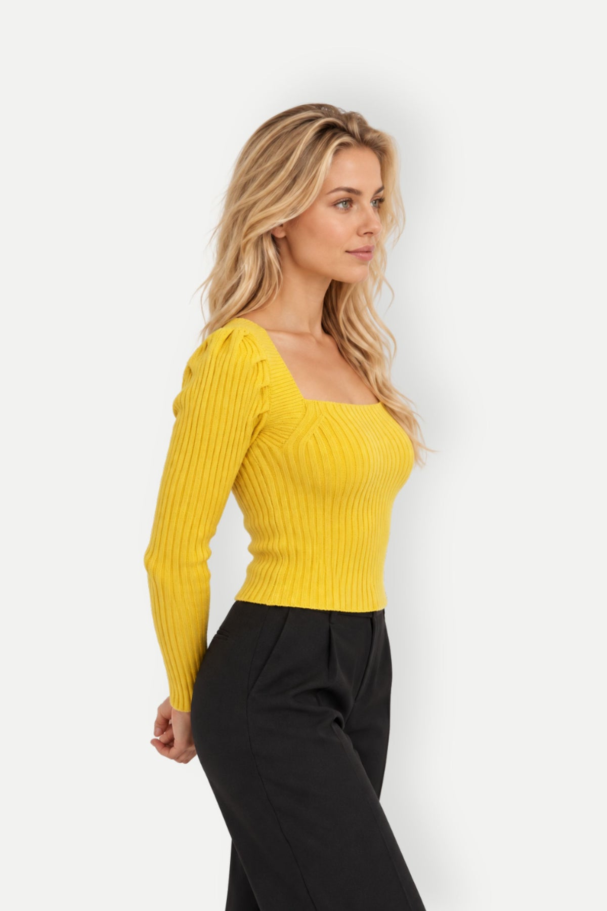 Evienne | Ribbed Square Neck Sweater
