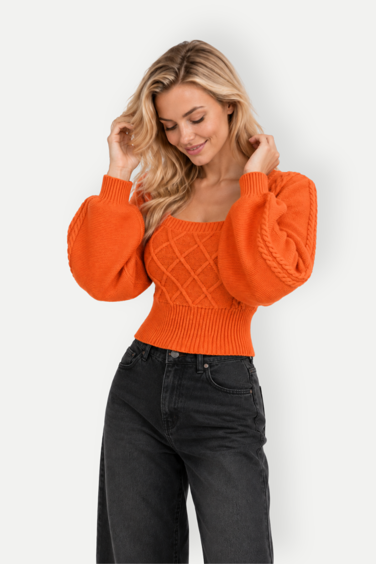 Xavira | Square Neck Knit Crop Sweater