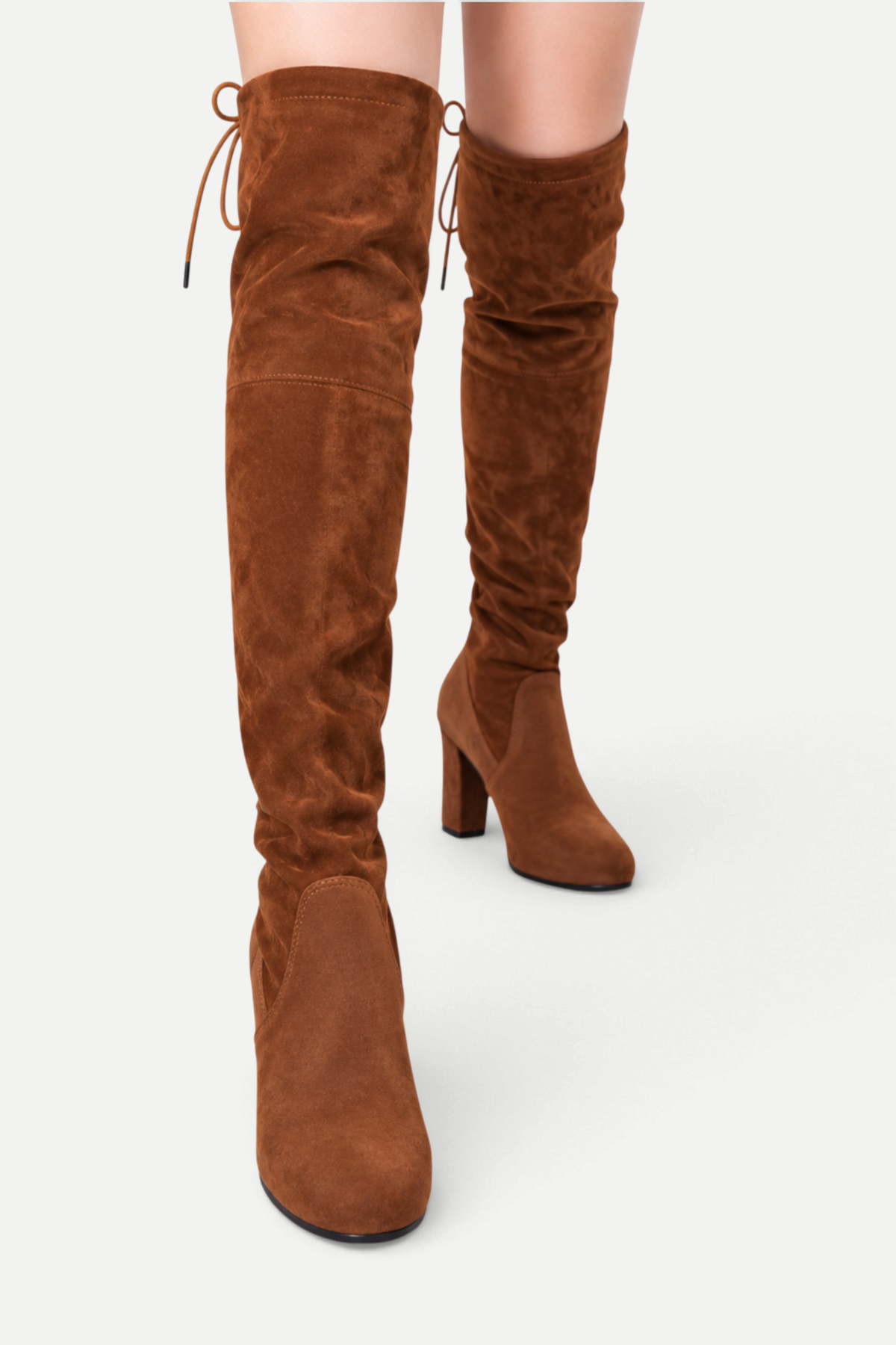 Zélavienne | Lace-Up Back Over-the-Knee Block Heel Boots