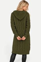 Marielle | Hooded Cable Knit Long Cardigan