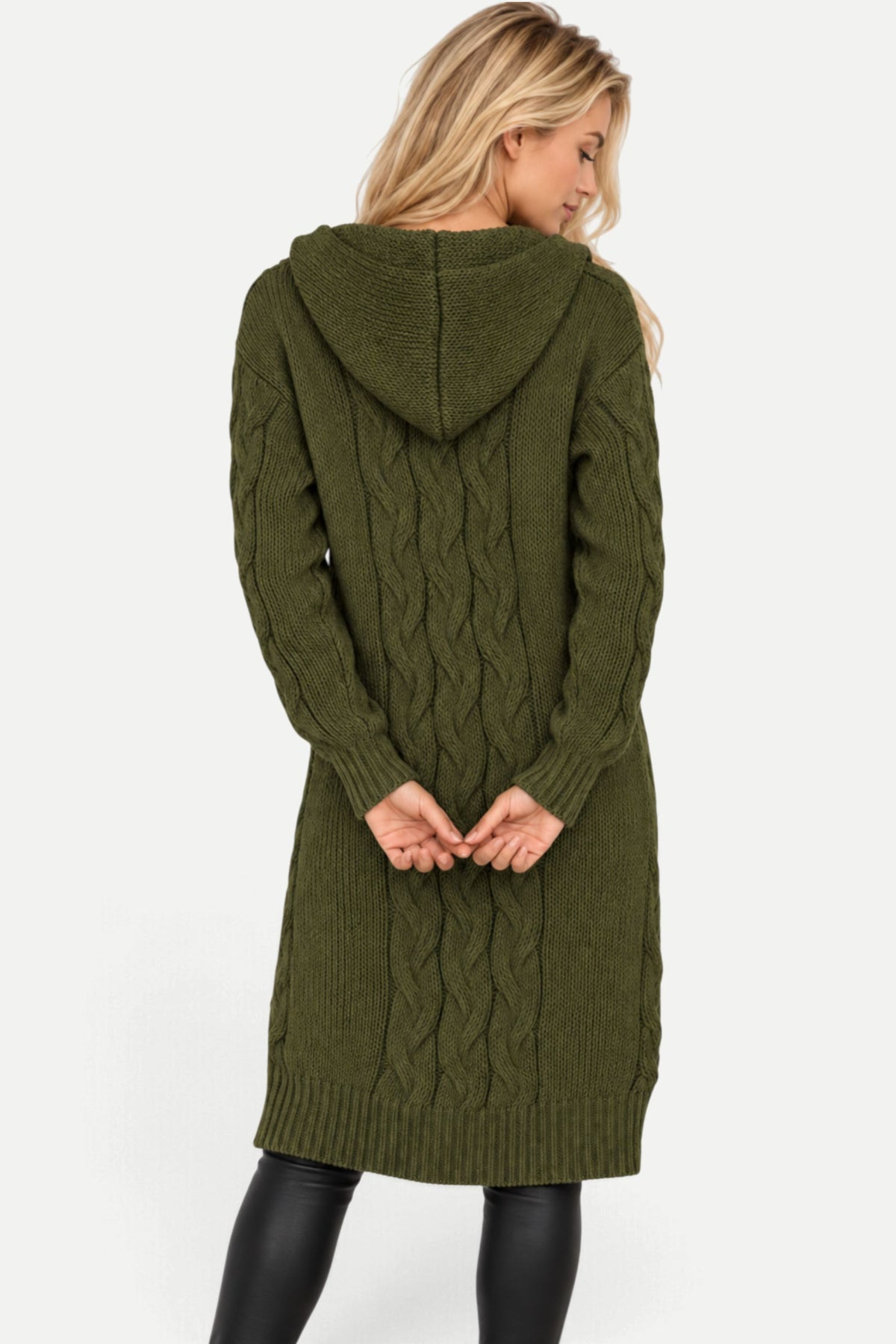 Marielle | Hooded Cable Knit Long Cardigan