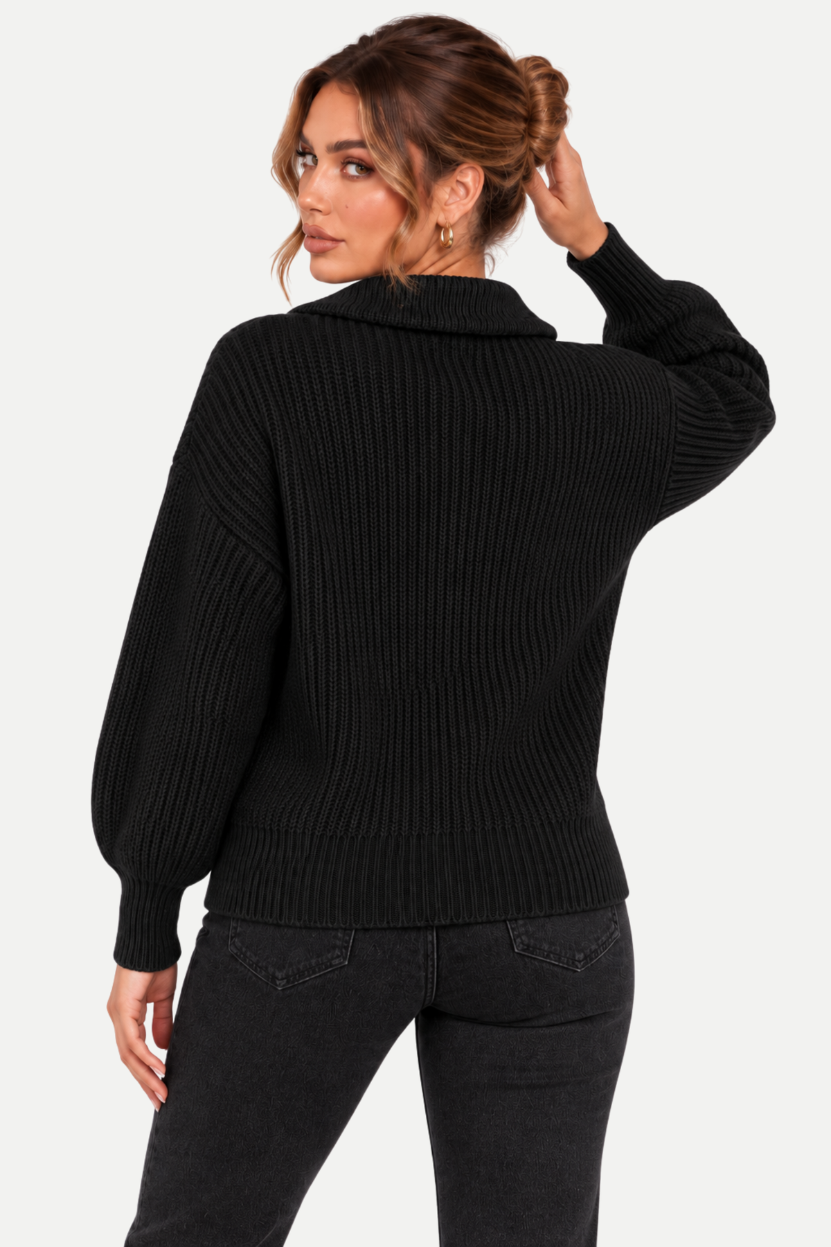 Velmora | Zip Front Casual Sweater
