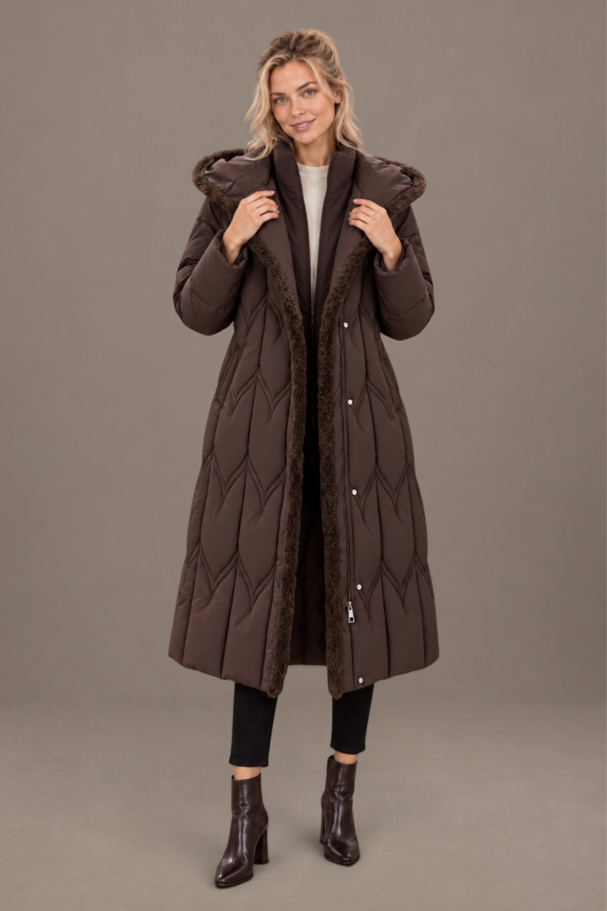 Claudine | Quilted Belted Hooded Winter Coat