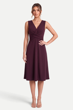Velmira | Pleated V-Neck Midi Dress